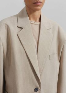 Beige Women Outerwear The Frankie Shop Stasia Blazer - Beige Stripe - Image 5