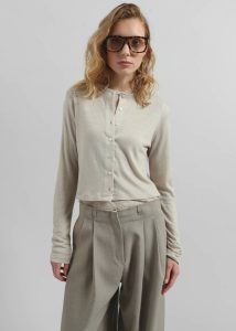 Beige Women Vinni Thin Wool Cardigan - Light Beige The Frankie Shop Knitwear - Image 2
