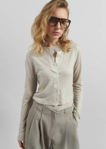 Beige Women Vinni Thin Wool Cardigan - Light Beige The Frankie Shop Knitwear