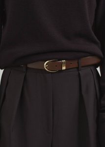 Belts Brown Women The Frankie Shop Ora Leather Belt - Brown/Gold - Image 2