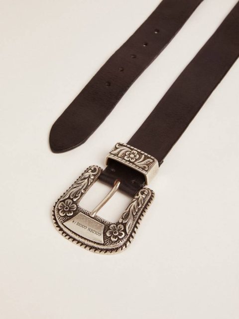 Belts Golden Goose Black Women's Belt In Black Leather With Silver Decorated Buckle Women - Image 2
