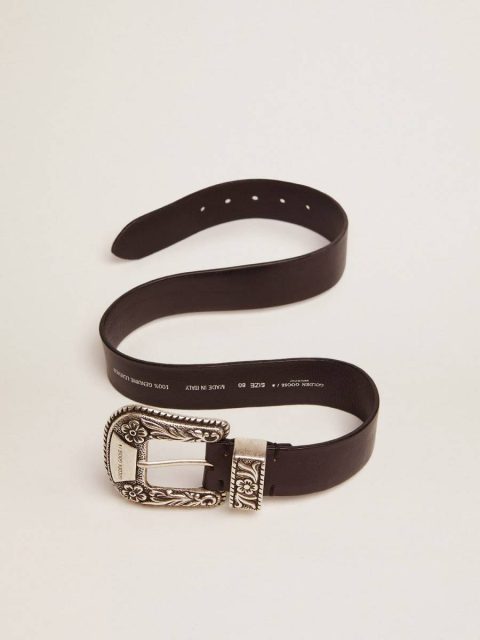 Belts Golden Goose Black Women's Belt In Black Leather With Silver Decorated Buckle Women - Image 4