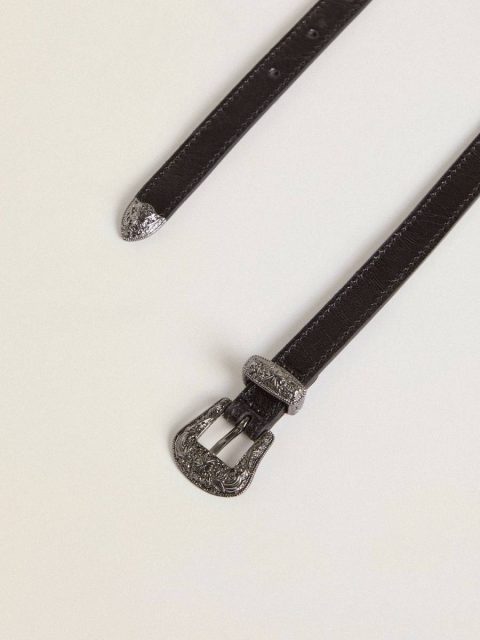 Belts Women Black Black Leather Belt With Silver Buckle Golden Goose - Image 2