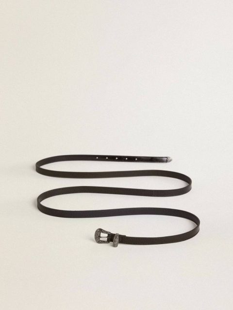 Belts Women Black Black Leather Belt With Silver Buckle Golden Goose - Image 4
