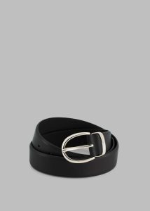Belts Women Black The Frankie Shop Ora Leather Belt - Black/Silver