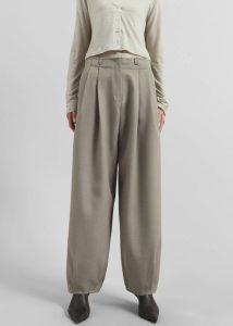 Benicia Tapered Leg Trousers - Taupe Beige The Frankie Shop Women Bottoms