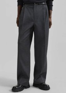 Beo Wool Flannel Suit Pants - Charcoal Bottoms The Frankie Shop Men Grey