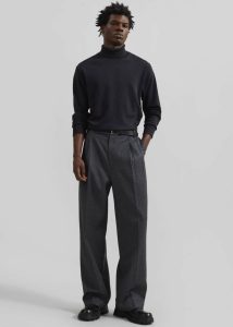 Beo Wool Flannel Suit Pants - Charcoal Bottoms The Frankie Shop Men Grey - Image 3