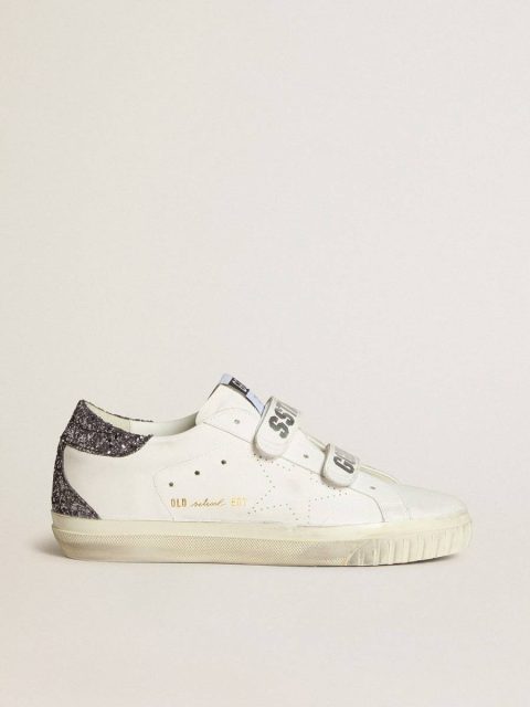 Bio-Based Old School With Perforated Star And Glitter Heel Tab Super-Star Golden Goose Women White