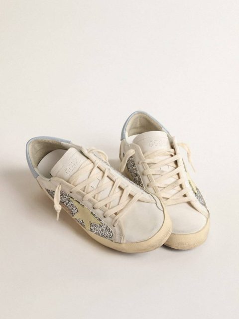 Bio-Based Super-Star With Silver Glitter And Yellow Leather Star Super-Star Women Golden Goose - Image 2