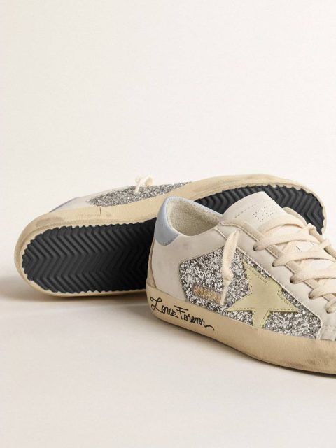Bio-Based Super-Star With Silver Glitter And Yellow Leather Star Super-Star Women Golden Goose - Image 3