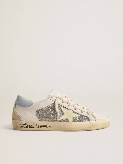 Bio-Based Super-Star With Silver Glitter And Yellow Leather Star Super-Star Women Golden Goose