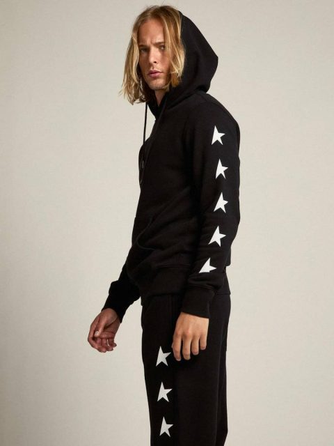 Black Alighiero Star Collection Sweatshirt With Contrasting White Stars Black Golden Goose Men Sweatshirts - Image 3