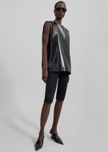 Black Amaris Crackled Faux Leather Tank Top - Black Tops Women The Frankie Shop - Image 3