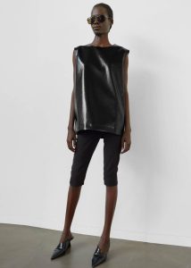 Black Amaris Crackled Faux Leather Tank Top - Black Tops Women The Frankie Shop - Image 5