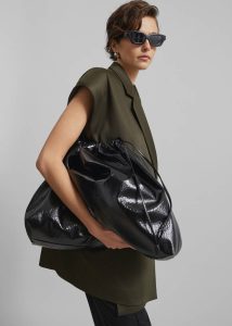 Black Bags The Frankie Shop Women Morgan Crackled Faux Leather Large Pouch - Black