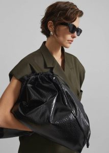 Black Bags The Frankie Shop Women Morgan Crackled Faux Leather Large Pouch - Black - Image 3
