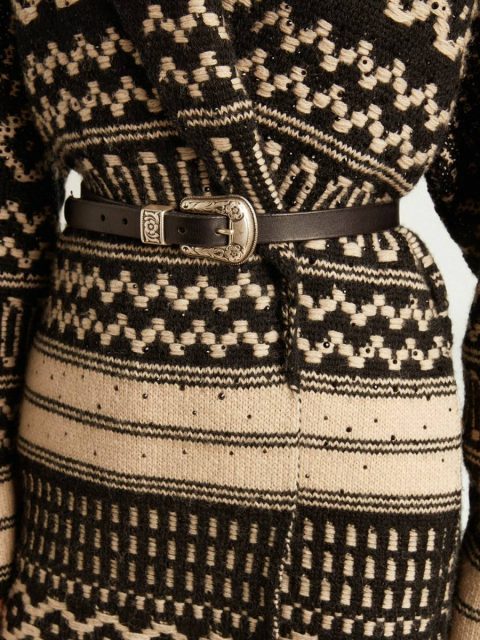 Black Belt In Washed Leather With Silver Color Buckle Belts Black Women Golden Goose - Image 3