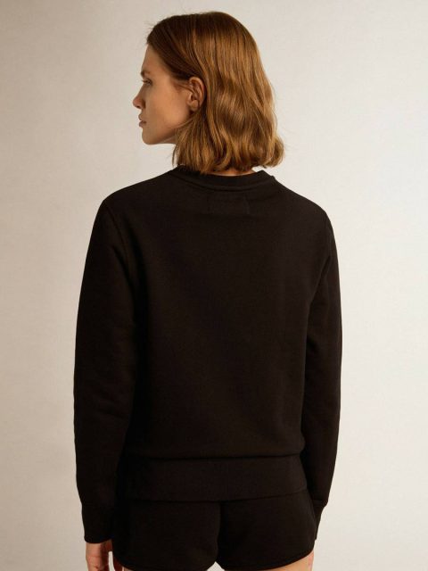 Black Black Athena Star Collection Sweatshirt With Tone-On-Tone Star On The Front Women Sweatshirts Golden Goose - Image 4