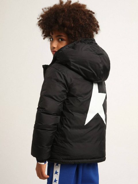 Black Black Jacket With Hood And Maxi Star On The Back Topwear Selection (4-12 Years) Golden Goose Kids - Image 3