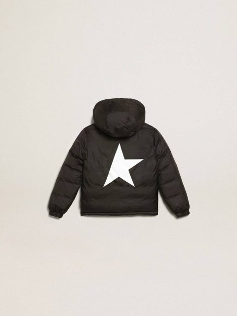 Black Black Jacket With Hood And Maxi Star On The Back Topwear Selection (4-12 Years) Golden Goose Kids - Image 4