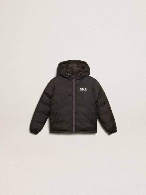 Black Black Jacket With Hood And Maxi Star On The Back Topwear Selection (4-12 Years) Golden Goose Kids