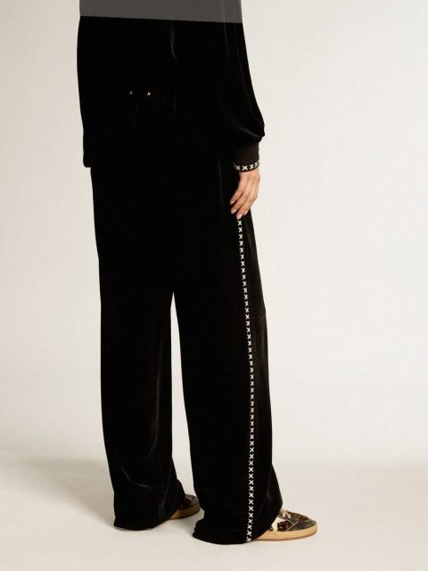 Black Black Joggers With White Embroidery Golden Goose Jeans & Pants Women - Image 4