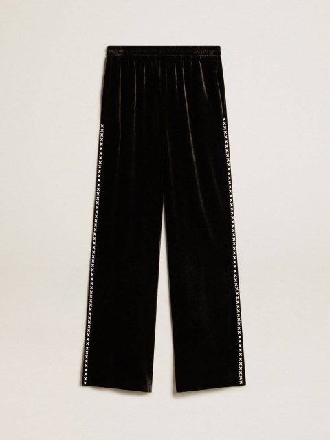Black Black Joggers With White Embroidery Golden Goose Jeans & Pants Women