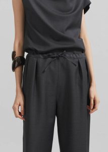 Black Bottoms Loulou Studio Cove Elastic Waistband Pants - Black Melange Women The Frankie Shop - Image 3