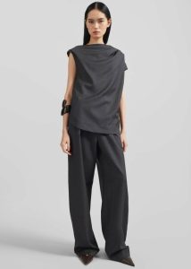 Black Bottoms Loulou Studio Cove Elastic Waistband Pants - Black Melange Women The Frankie Shop - Image 5