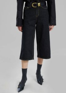 Black Bottoms Mari Denim Bermuda Shorts - Black Wash Women The Frankie Shop - Image 2