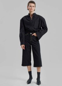 Black Bottoms Mari Denim Bermuda Shorts - Black Wash Women The Frankie Shop - Image 4