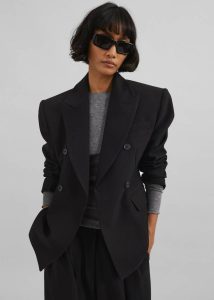 Black Dina Double Breasted Blazer - Black Women The Frankie Shop Outerwear - Image 2
