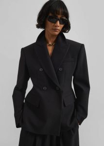 Black Dina Double Breasted Blazer - Black Women The Frankie Shop Outerwear
