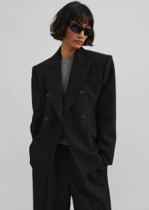 Black Dina Double Breasted Blazer - Black Women The Frankie Shop Outerwear - Image 5