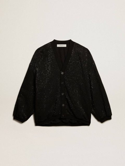 Black Golden Goose Men’s Black Sequined Cardigan-Jacket Knitwear Men