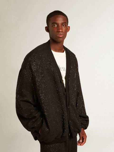 Black Golden Goose Men’s Black Sequined Cardigan-Jacket Knitwear Men - Image 5