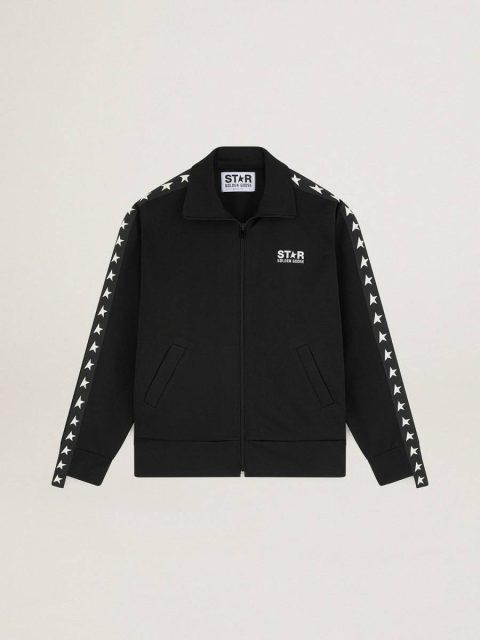 Black Golden Goose Sweatshirts Women’s Black Zipped Sweatshirt With White Stars Women