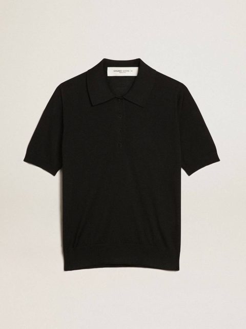 Black Golden Goose Women’s Polo Shirt In Black Merino Wool Women T-Shirts & Tops