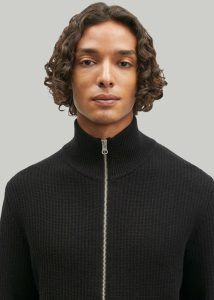 Black Knitwear Men The Frankie Shop Samsøe Samsøe Sadem Zip Cardigan - Black - Image 2