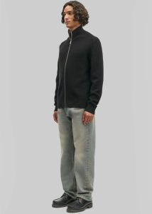 Black Knitwear Men The Frankie Shop Samsøe Samsøe Sadem Zip Cardigan - Black - Image 3
