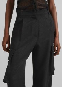Black Lestel Shimmer Cargo Pants - Black The Frankie Shop Women Bottoms - Image 3