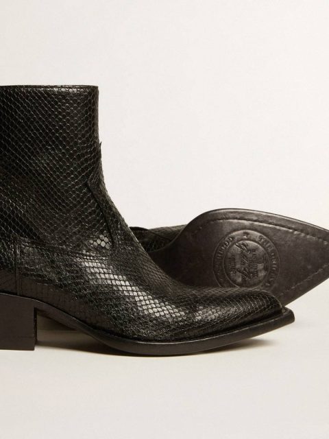 Black Low Debbie Boots In Black Snake-Print Leather Women Golden Goose Boots - Image 3