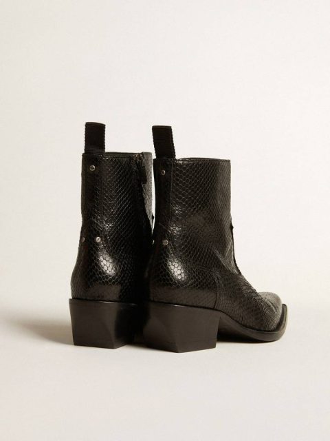 Black Low Debbie Boots In Black Snake-Print Leather Women Golden Goose Boots - Image 4
