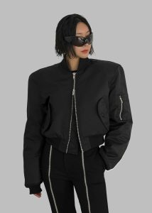 Black Mati Cropped Padded Bomber - Black The Frankie Shop Women Outerwear - Image 3