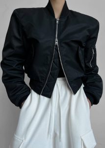 Black Mati Cropped Padded Bomber - Black The Frankie Shop Women Outerwear - Image 4