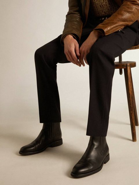 Black Men Golden Goose Boots Men’s Chelsea Boots In Black Leather - Image 3