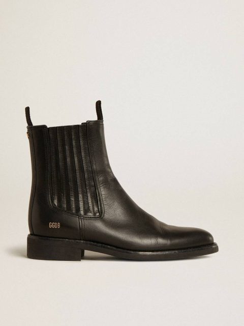 Black Men Golden Goose Boots Men’s Chelsea Boots In Black Leather