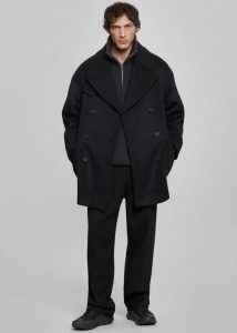 Black Men The Frankie Shop Cooper Wool Peacoat - Black Outerwear - Image 5