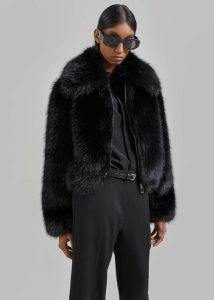 Black Outerwear Women Hope Faux Fur Jacket - Black The Frankie Shop - Image 5